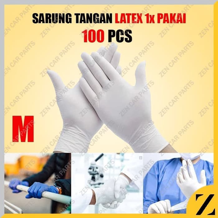 Sarung Tangan Latex Vinyl Sekali Pakai Disposable Medis 100 pcs / box