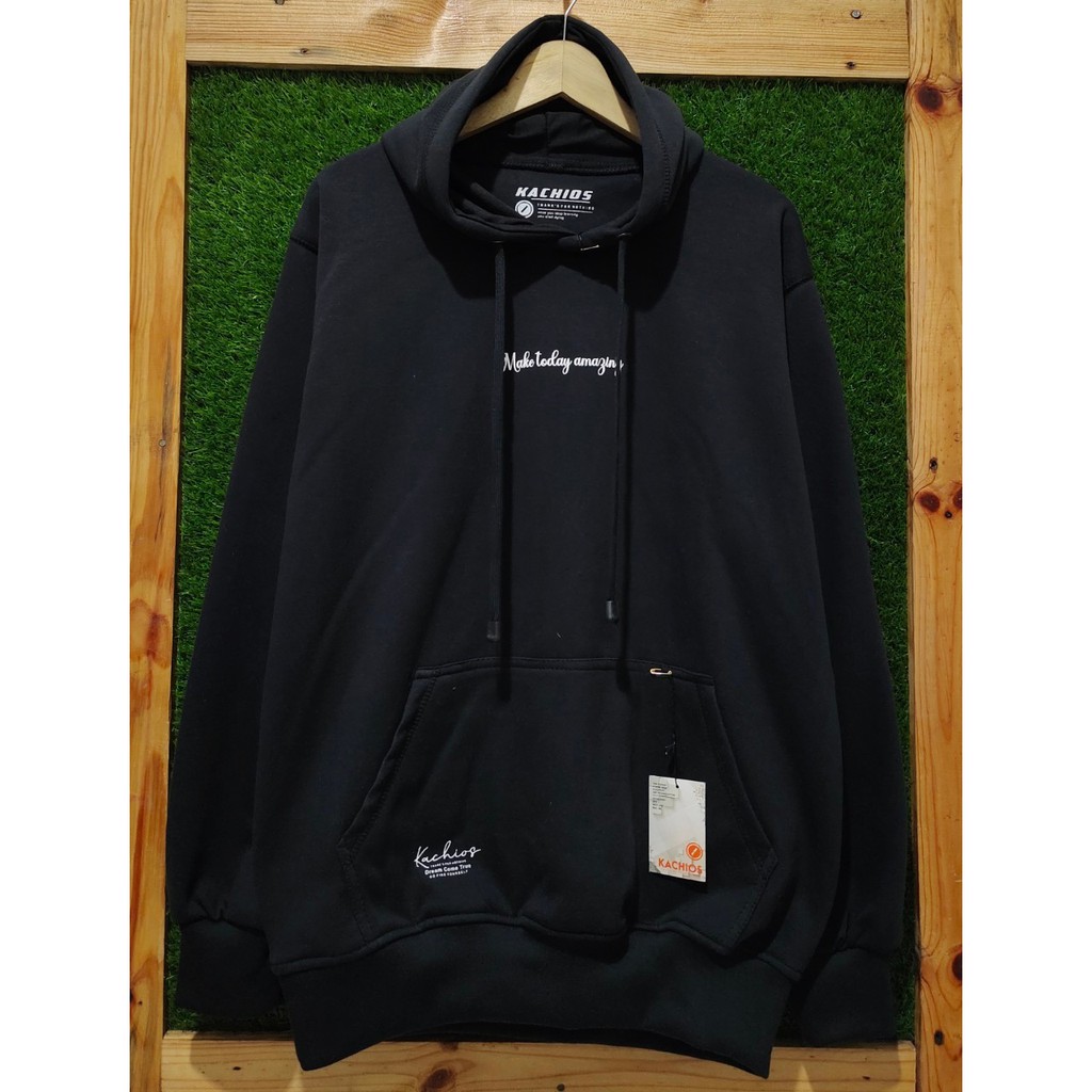Jaket Hoodie Pria Cod Aesthetic Original Kachios Brand Distro Kota Bandung Terbaru Terpopuler Dan Terlaris Oversize Unisex Sweater Hoodie Pria Katun Casual Distro Masa Kini Hudie Pria Wanita Hodie Casual Warna Hijau Dove List Make Today Amazing Masa Kini-Hitam Make Today