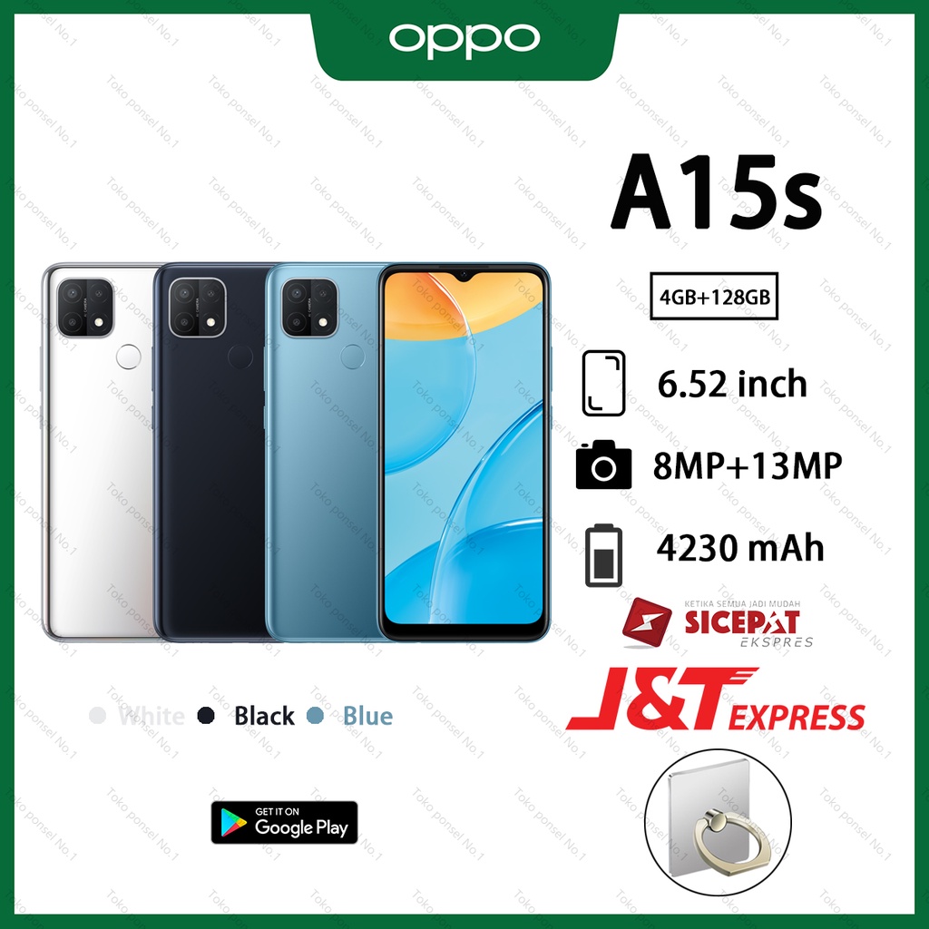 Hp OPPO A15s handphone ram 4/128GB,8MP+13MP kamera,6.52 inches big screen