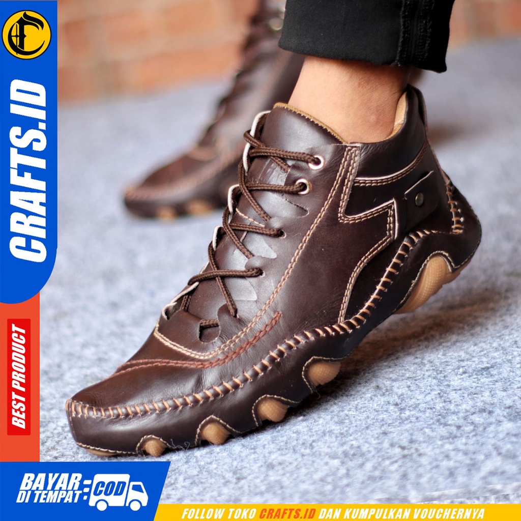 Sepatu Formal Pria Sepatu Casual Pria Sepatu Pantofel Kerja Kulit Asli Tali  Kantor Kuliah Kondangan Sepatu Hitam Pria CRAFTS STAMA