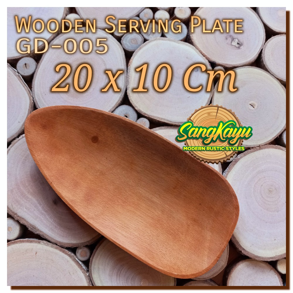 Wooden plate 10x20 piring kayu piring saji nampan saji Wooden tray GD