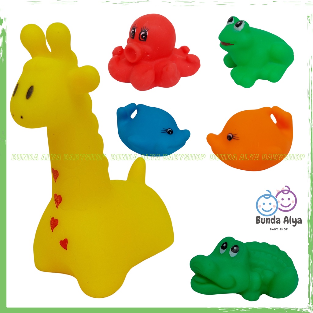 Mainan Hewan Karet Bunyi Toet toet Mainan Mandi Bayi Isi 6 Bahan Karet - Mainan Teman Mandi Bayi Baby Toys SNI