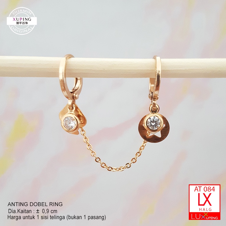 AT 084  Anting Xuping Premium Quality Dobel Ring Perhiasan Emas Remaja Lapis Emaqs Imitasi gaya KPOP Korea Luxx Xuping