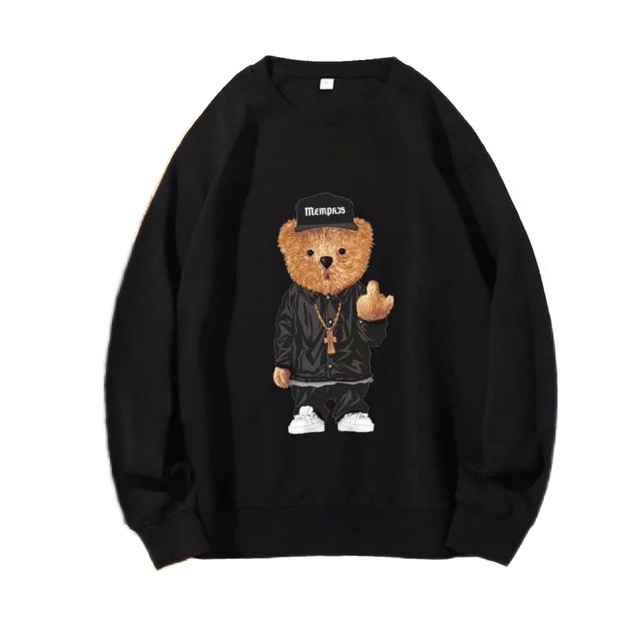 HIP-HOP TEDDY BEAR SABLON PRINTING BAHAN FLEECE