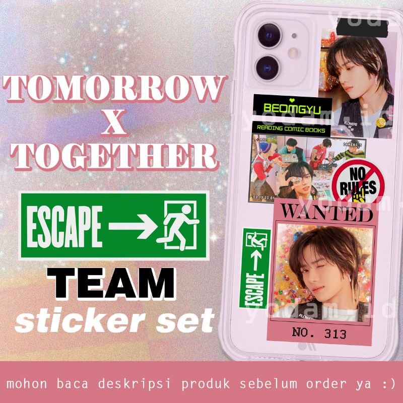 DIY STICKER CASE, STICKER AESTHETIC STIKER KPOP TXT - FIGHT OR ESCAPE (ESCAPE TEAM) STICKER SET