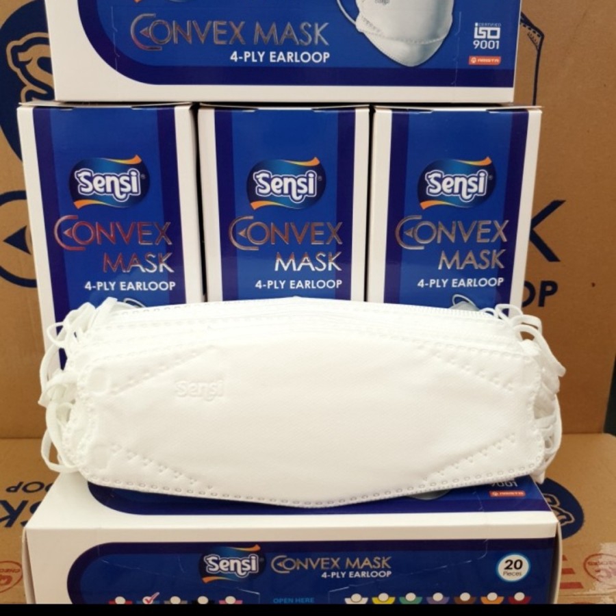 PERA463 MASKER SENSI CONVEX MASK 4PLY EARLOOP 1 BOX ISI 20 PCS