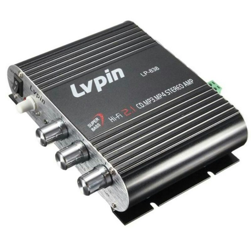 LVPIN Mini Amplifier Hifi Stereo Treble Bass Booster 12V - LP-838
