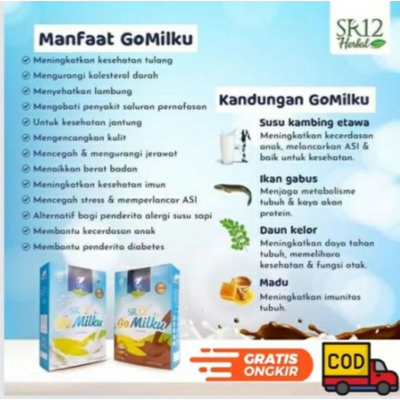 

Susu kesehatan/Susu kambing Etawa/Susu Gomilku SR12 /obat Lambung TBC dll