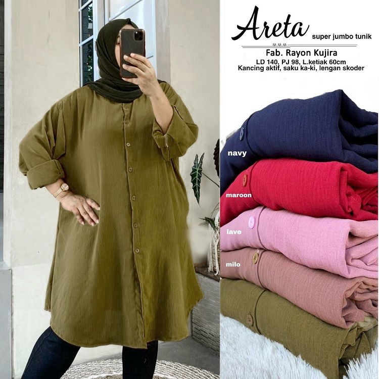 ARETA Tunik Jumbo Rayon Premium Baju Besar Big Size Ld 140 4L 5L