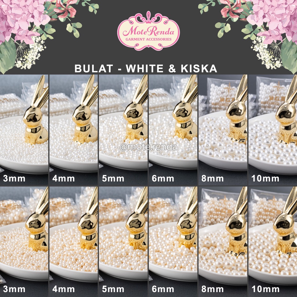 Mutiara Jepang MGB natural, size 3-10mm kode 4PSO