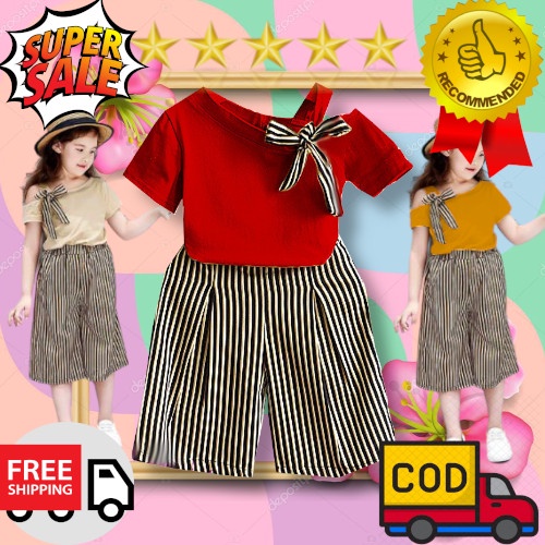 VISION ONLINE [GRATIS ONGKIR BISA COD] SETELAN MONICA SETELAN BAJU ATASAN KAOS ANAK PEREMPUAN CEWEK 1 2 3 4 5 TAHUN/BAJU BABY GIRL BAYI CEWEK 1 2 TAHUN 12 BULAN LENGAN PENDEK CELANA KULOT PANJANG SALUR ANAK PEREMPUAN MODERN ORI LUCU TERBARU 2021 IMPORT