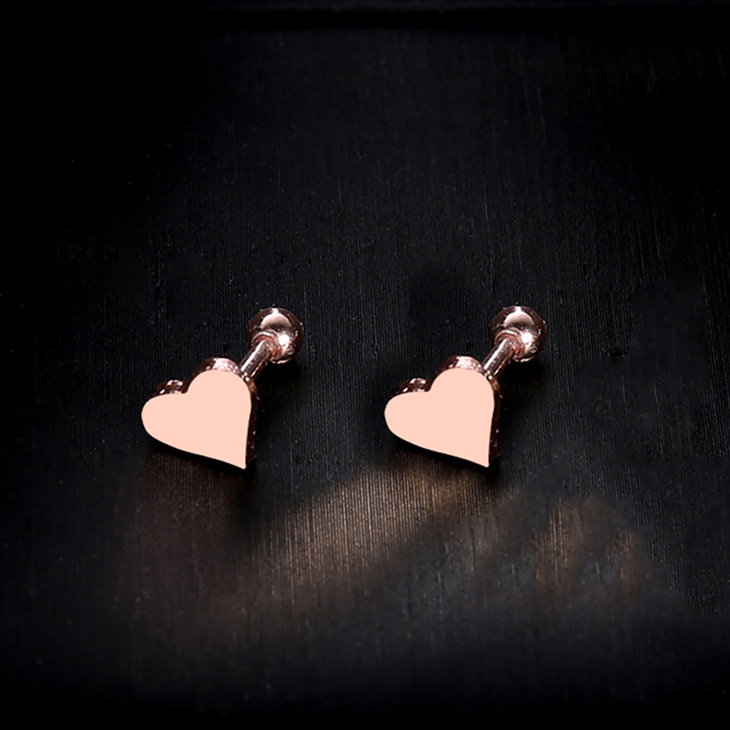 OW@ 1Pc Earring Heart Shape Decorative Alloy Girls Geometric Stud Earring for Festival