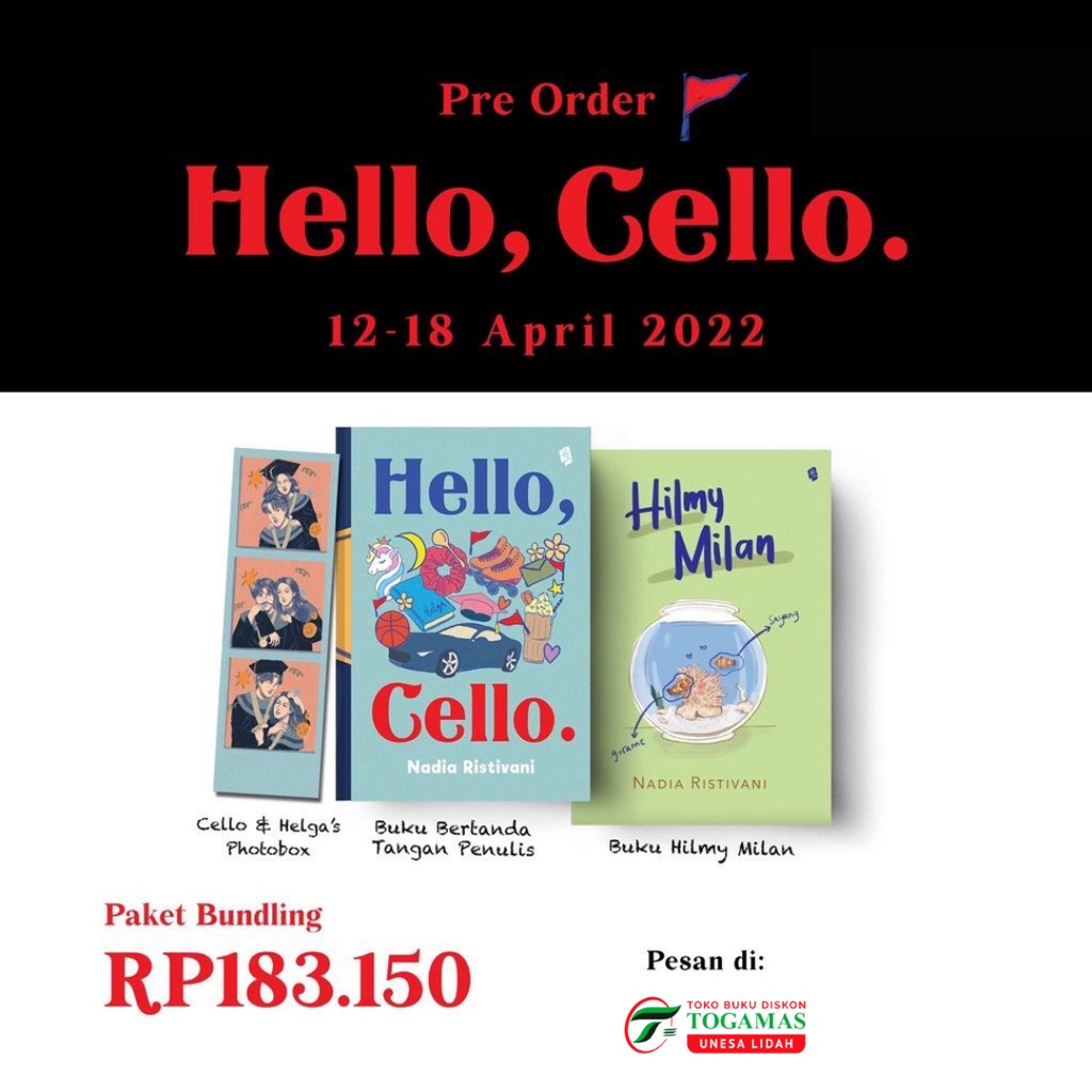 SIAP KIRIM!! NOVEL HELLO, CELLO // HILMY MILAN KARYA NADIA RISTIVANI// PRE ORDER HELLO AGAIN CELLO