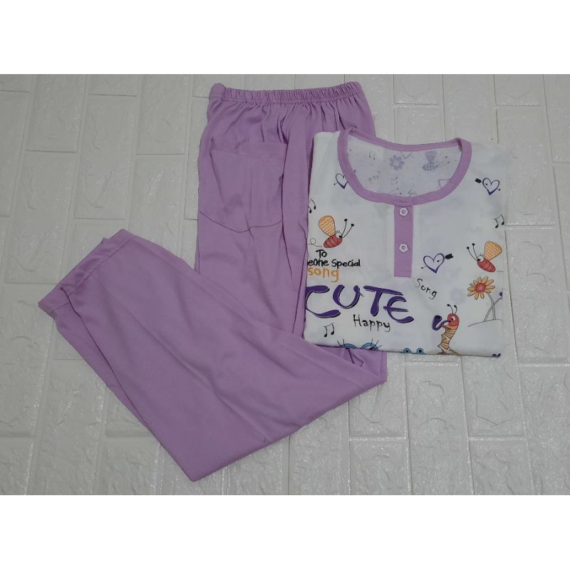 Baju dan celana tidur wanita remaja purple (M), motif buaya