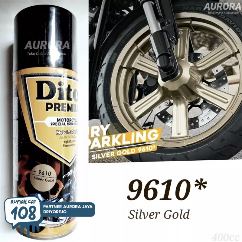 

Rumah Cat - Pilox Diton Premium 9610 Silver Gold 400ml Cat Pilok Pylox Silfer Emas Metallic Metalic Metalik | Rumah Cat Mobil dan Motol