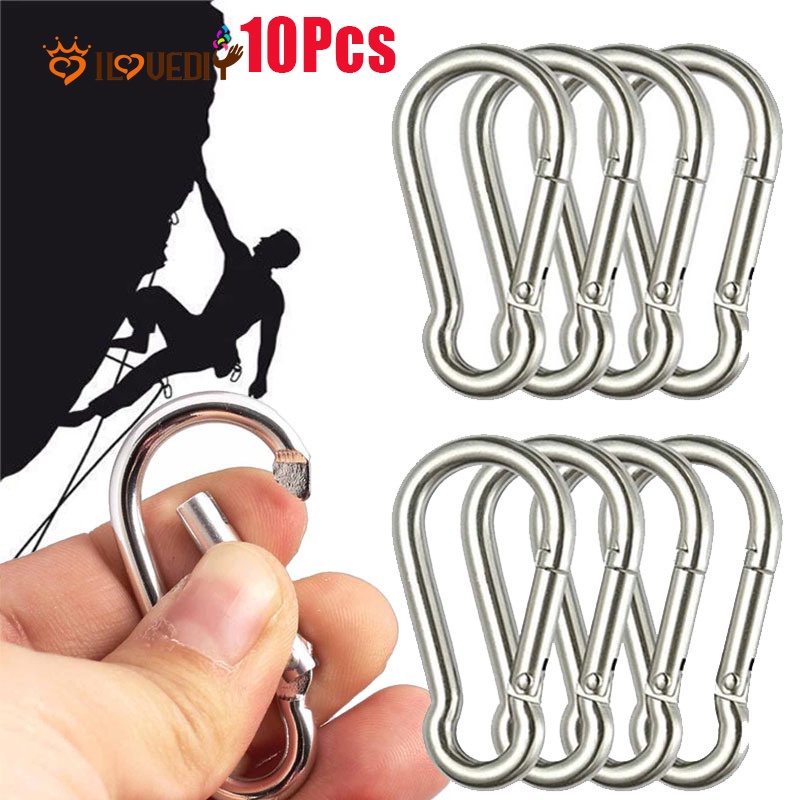 10pcs Klip Carabiner D-ring Mini Multifungsi Bahan Alloy Tahan Lama Untuk Camping / Climbing / Hiking