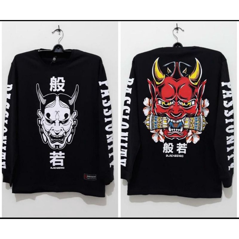 kaos distro Lengan Panjang Kekinian Motif Jepang samurai