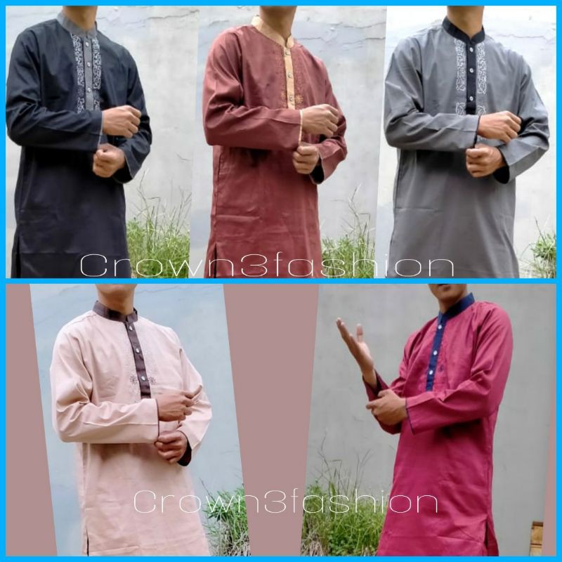 Setelan Koko Kurta Katun Jepang Bordir One Set Terbaru *Bisa COD√