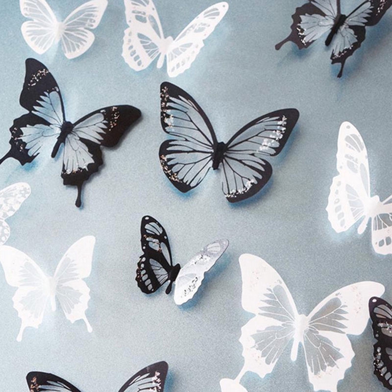 18pcs Stiker Dinding Decal Desain Kupu-Kupu Kristal 3d Untuk Dekorasi Kamar Butterfly