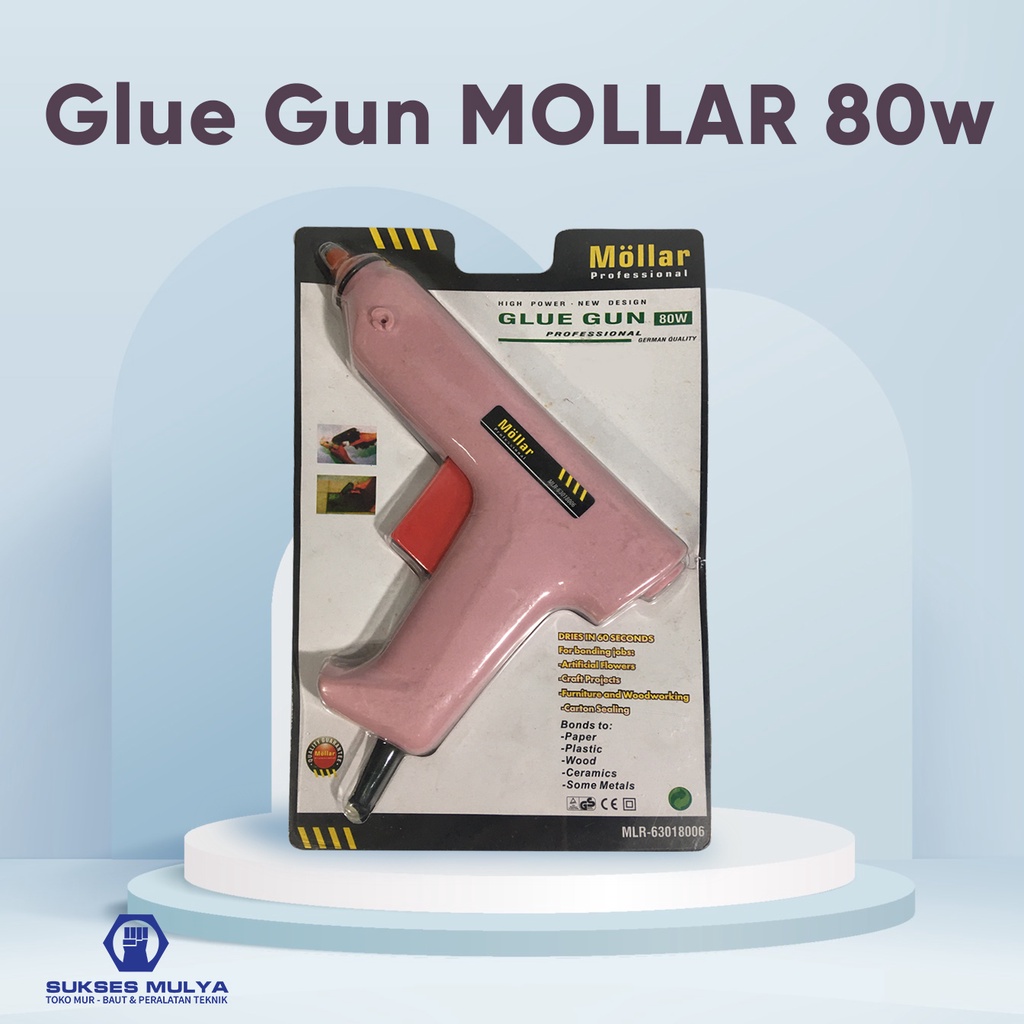 MOLLAR Glue Gun 80 Watt Pink Alat Lem Bakar Lem Tembak