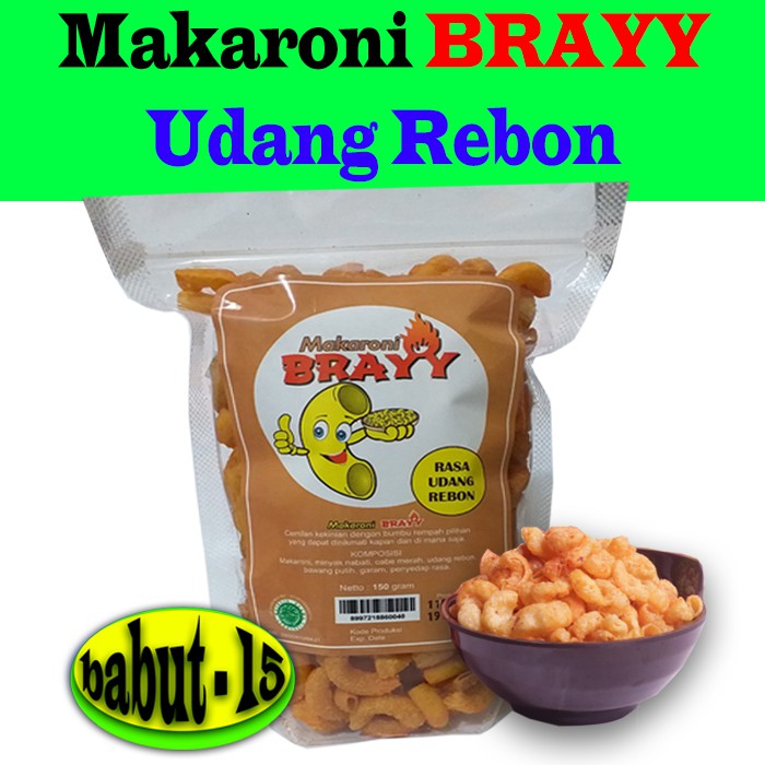 

Makaroni Rasa Udang Rebon BRAYY Makanan Ringan Enak Murah Kemasan 150 Gram