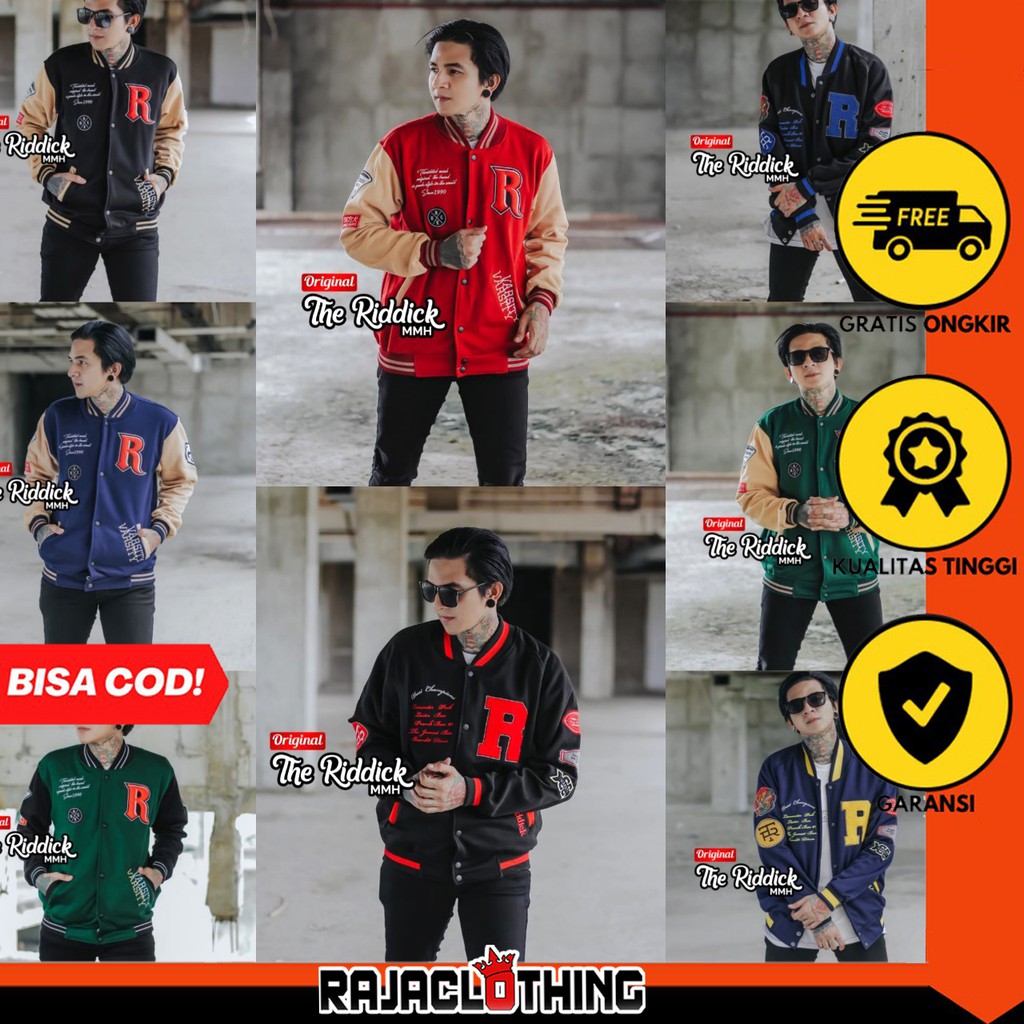 RCL - JAKET VARSITY BASEBALL FLEECE COTTON - JAKET VARSITI THE RIDDICK ORI - JAKET VARSITY MODEL TERBARU JAKET