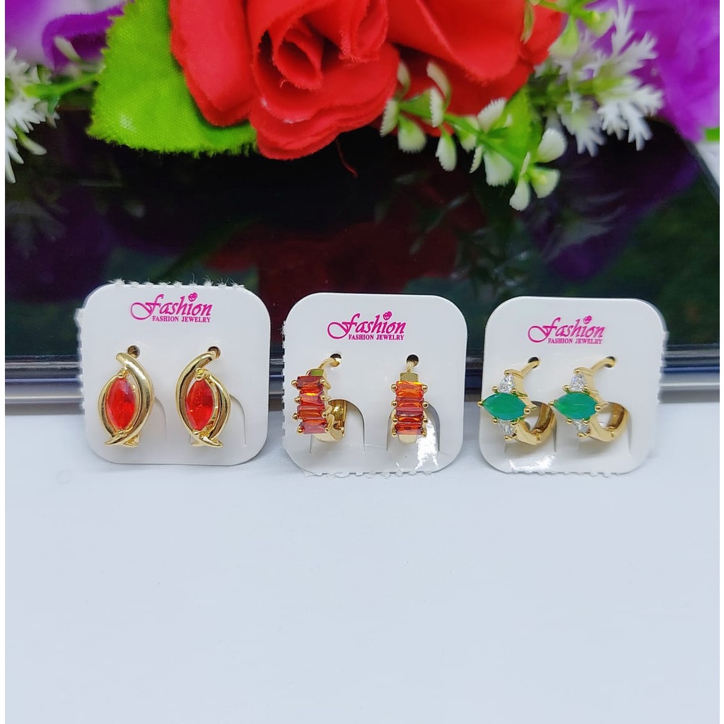 Anting permata lapis emas perhiasan xuping 0220-0229