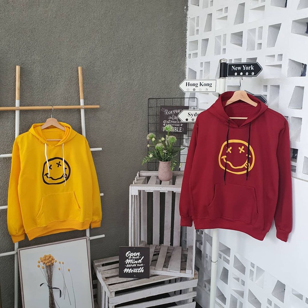 Hoodie Emoji Atasan Pria Wanita Motif Emoticon Terbaru