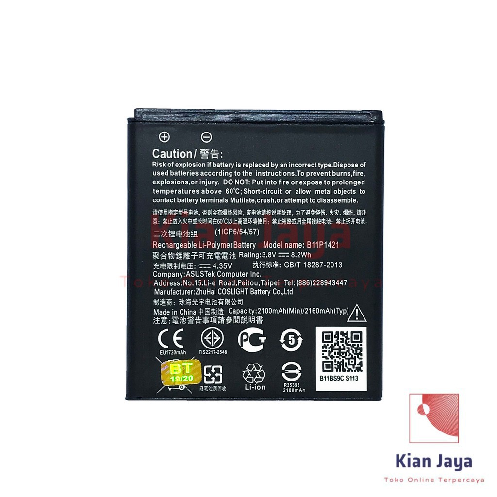 Baterai Hp Asus Zenfone C 4C Z007 B11P1421 Original OEM Batrai Batre Battery Hp Ori