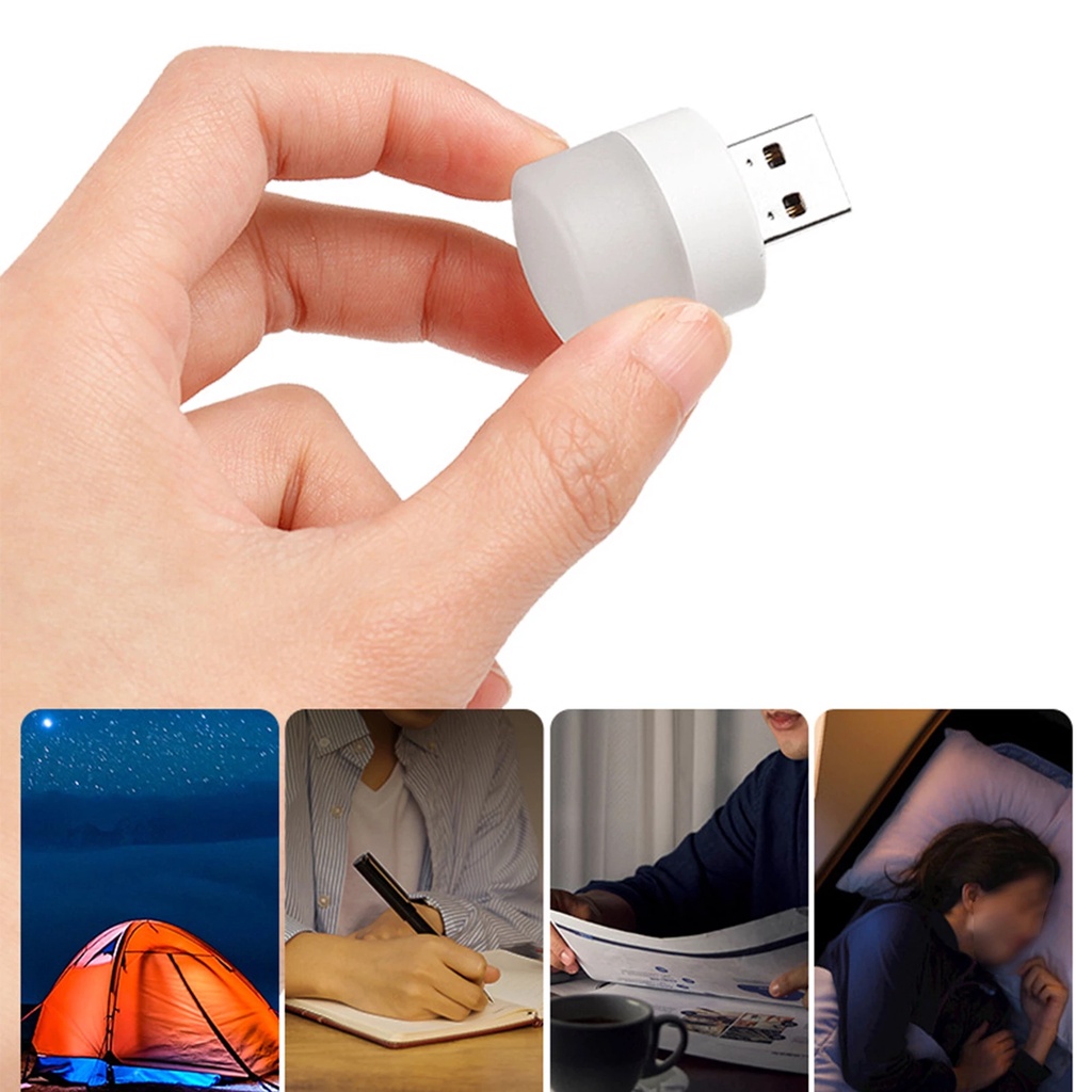 Lampu Baca LED Mini Portable Tenaga USB Hemat Energi Bentuk Bulat