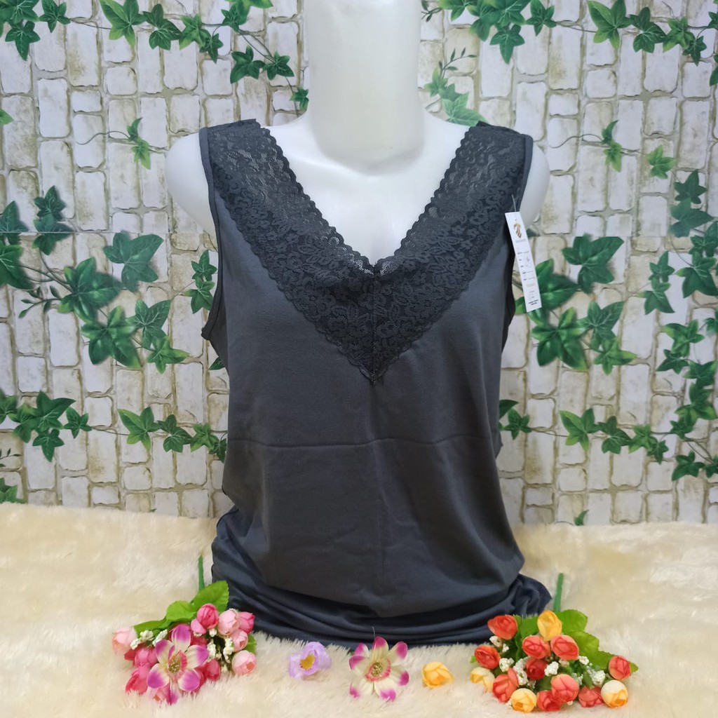 Tanktop/Singlet Jumbo XXL Renda V-Abu