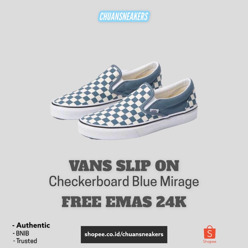Vans Slip One Checkerboard Blue Mirage