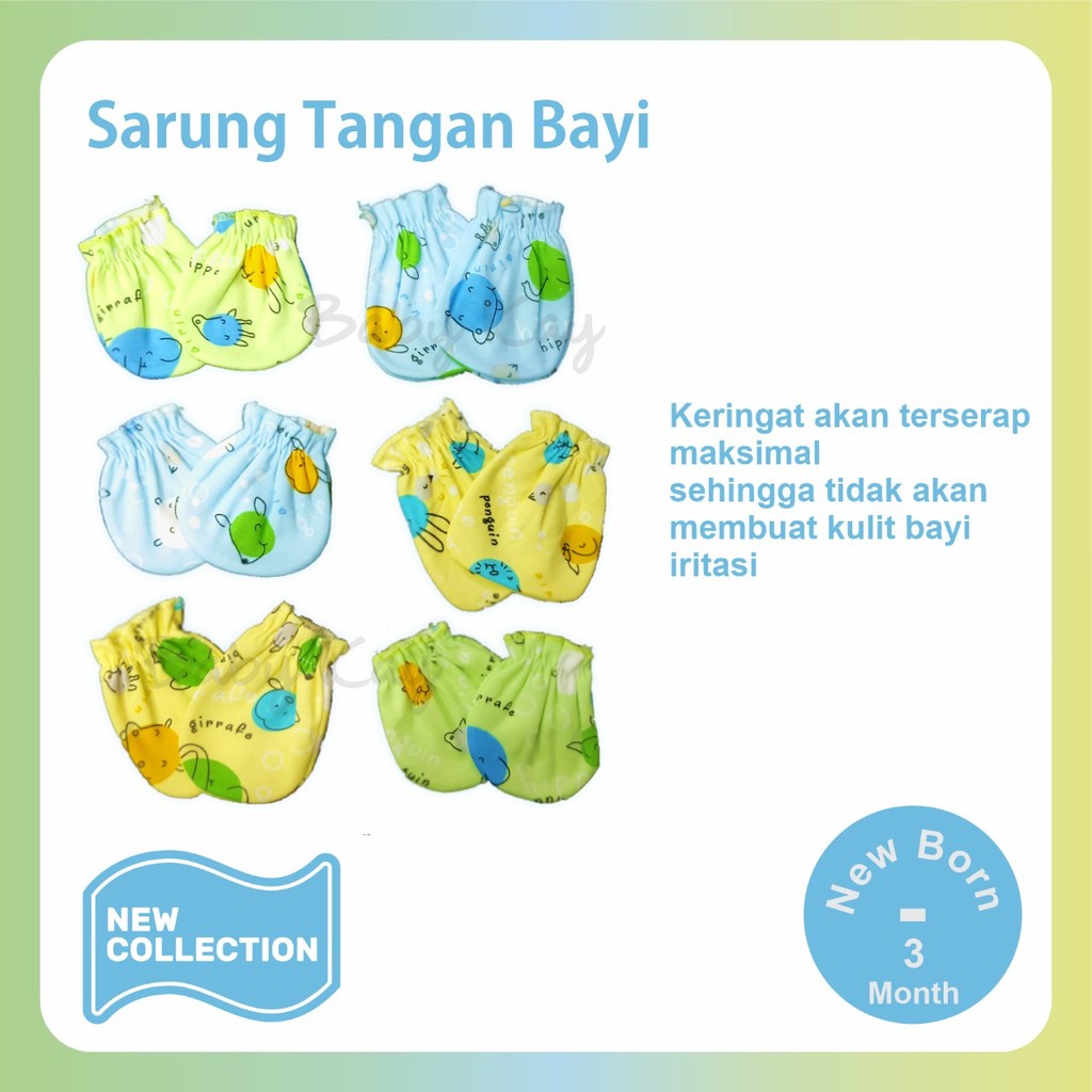 sarung tangan kaki bayi motif warna katun mitten and booties