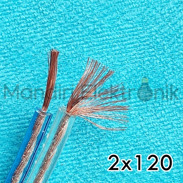 Kabel Listrik Transparan 2x120 per meter - Kabel Audio - Kabel Listrik Audio 2 x 120 Meteran - Kabel Serabur isi 2 x 120mm