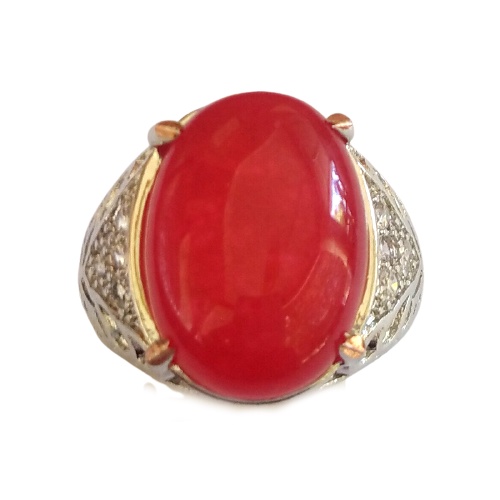Cincin Batu Akik Giok Merah Keren Elegan Natural Pria