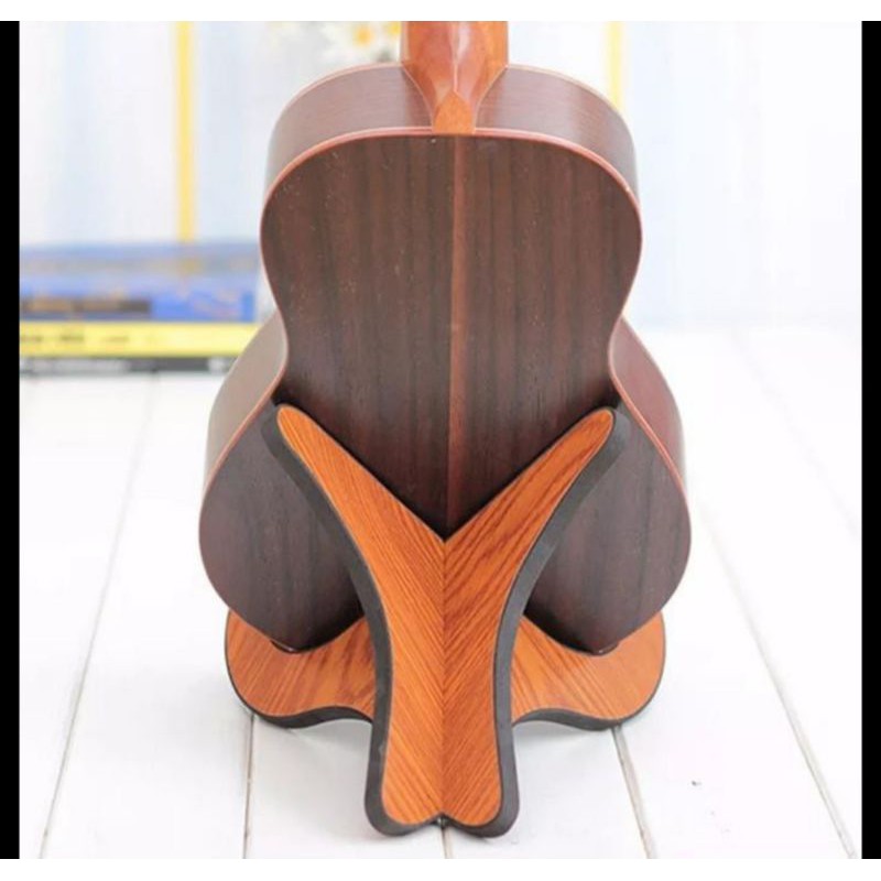 Stand Ukulele Holder ukulele kayu Ukulele Stand Mandonlin Stand coklat kayu