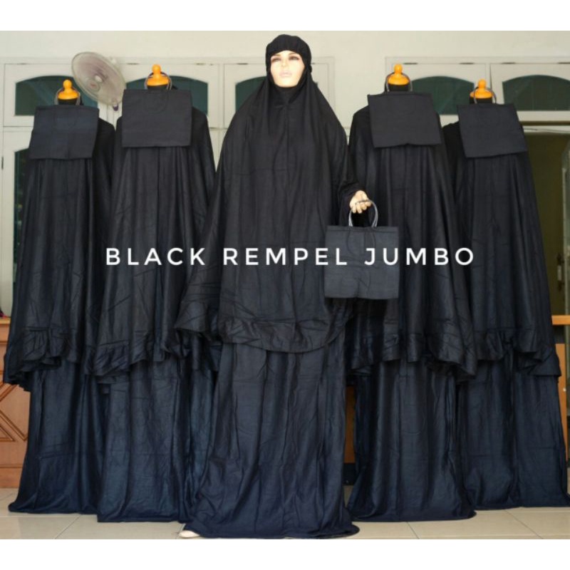 Mukena Hitam Rempel Jumbo