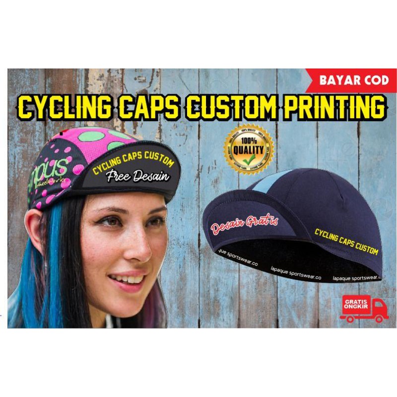 CYCLING CAP/TOPI SEPEDA PRINTING CUSTOM FREE DESAIN