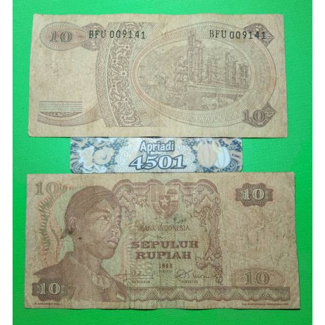 UK131 UANG KUNO ASLI 10 RUPIAH SERI SUDIRMAN/SOEDIRMAN TAHUN 1968 UANG KERTAS LAMA MAHAR NIKAH #VF-