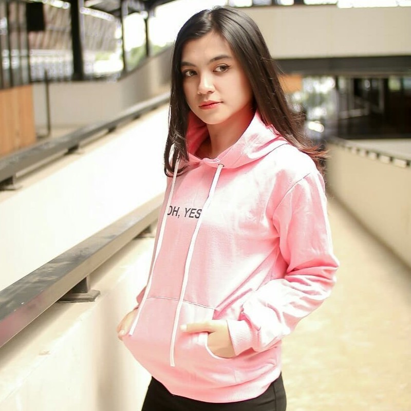 OH YES Hoodie - Jaket Hoodie Wanita-Pink