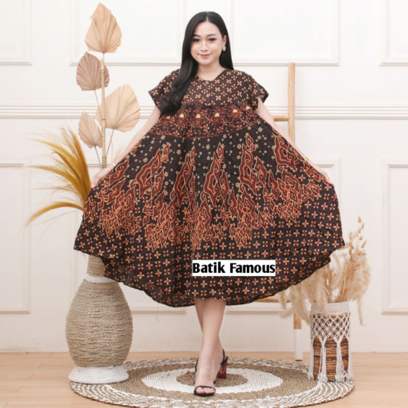 DASTER PAYUNG JUMBO COKLAT KANCING DEPAN BUSUI BUMIL-1