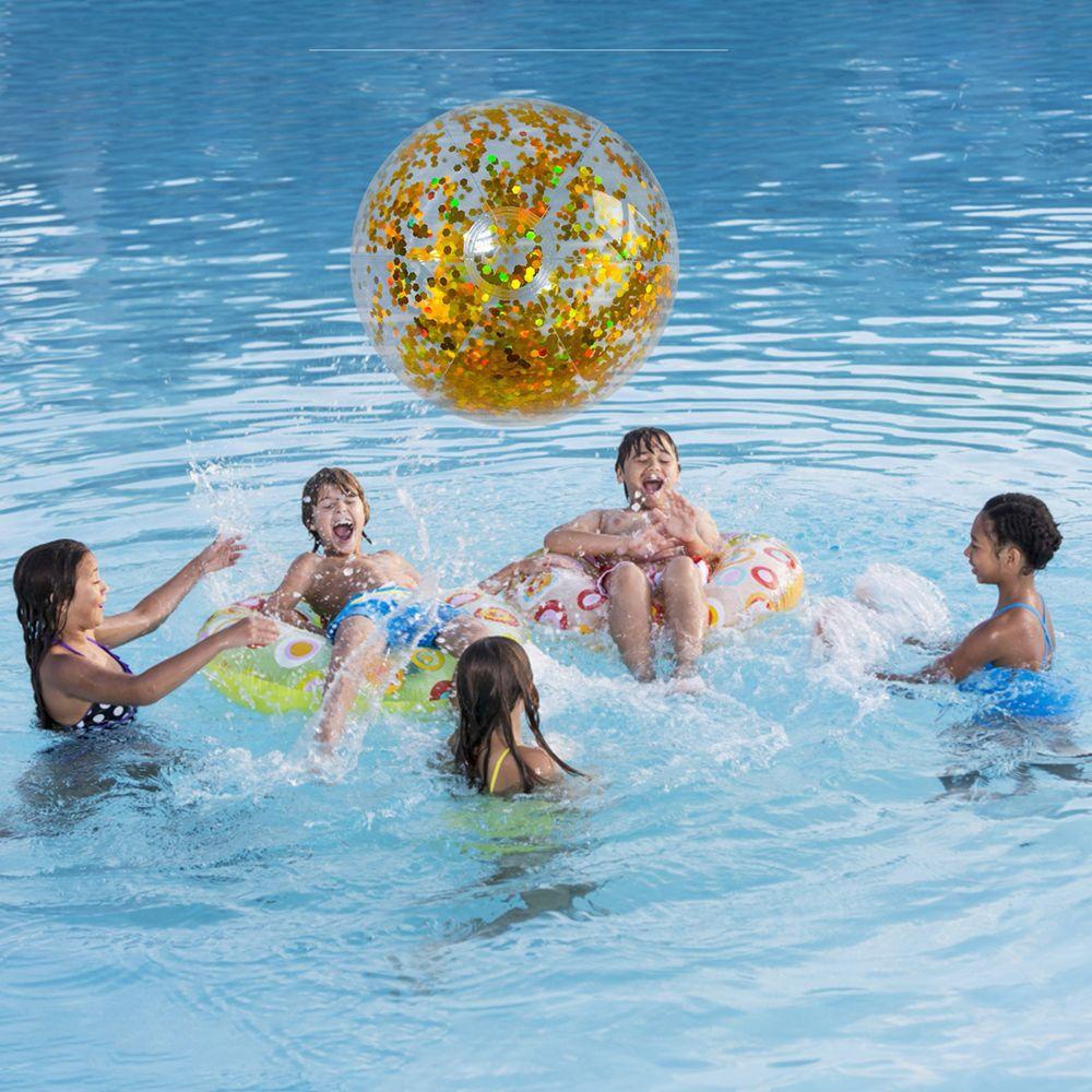 REBUY Rebuy Beach Ball Pantai Dewasa Kolam Renang Tiup Mainan Bola Transparan Sequin Confetti Glitters Bola Bermain Air