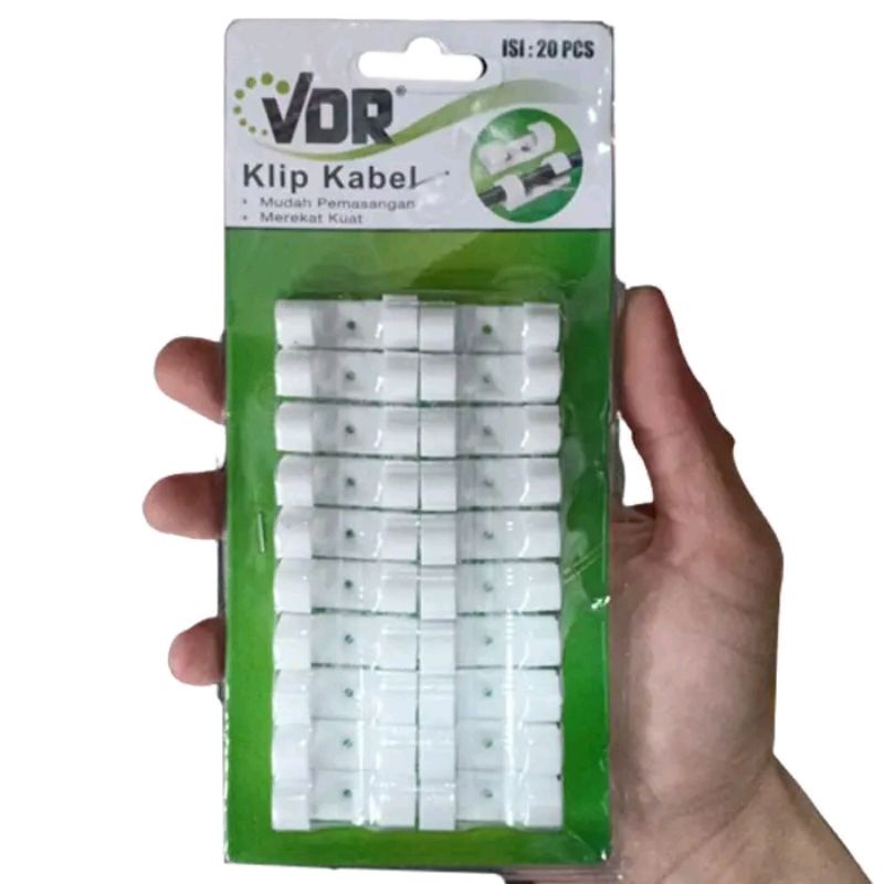 VDR Klip Kabel Tempel Dinding Tembok isi 20 Pcs Klem Cable Clip Wire Perapi Perekat