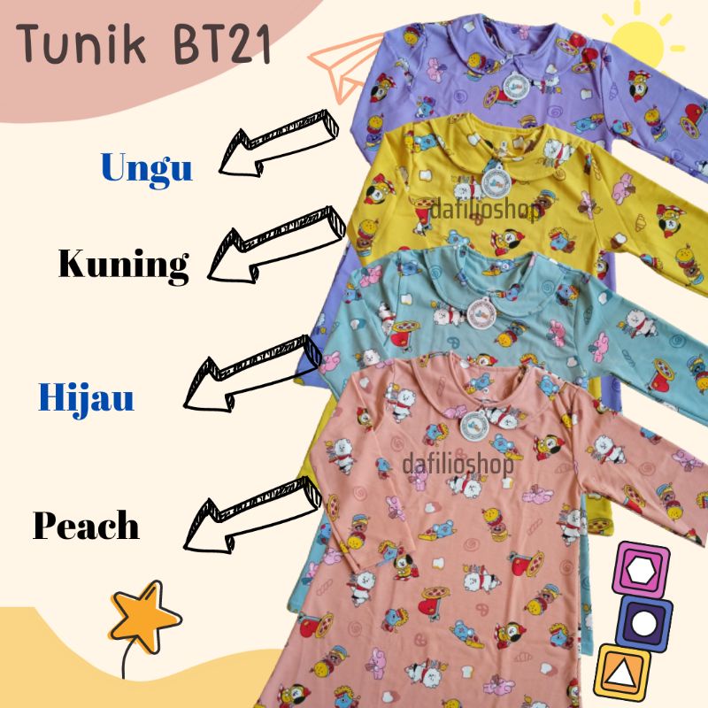 Tunik anak tanggung remaja lengan panjang motif baju atasan baby terry dress dres anak 6 - 10 tahun