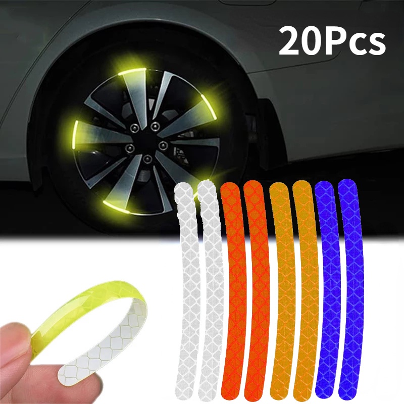 20pcs Stiker Strip Reflektor Luminous Untuk Velg Mobil