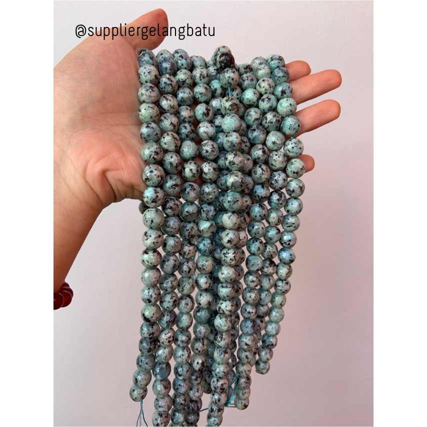 semi stone 12mm white blue chrysocolla bahan rangkai aksesoris biru