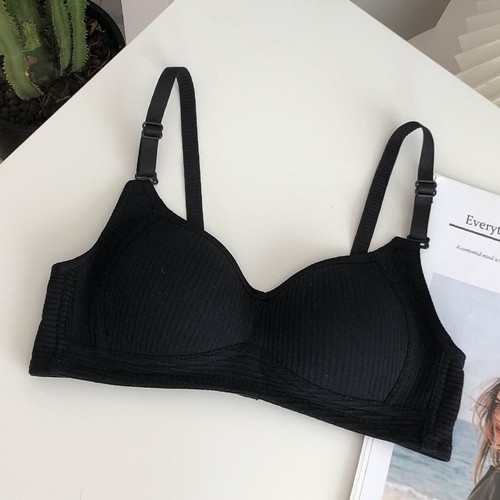 【 Bra Mall 】BM-047 Bra Tanpa Kawat Anti Kendur Bahan Katun Untuk Wanita-Hitam