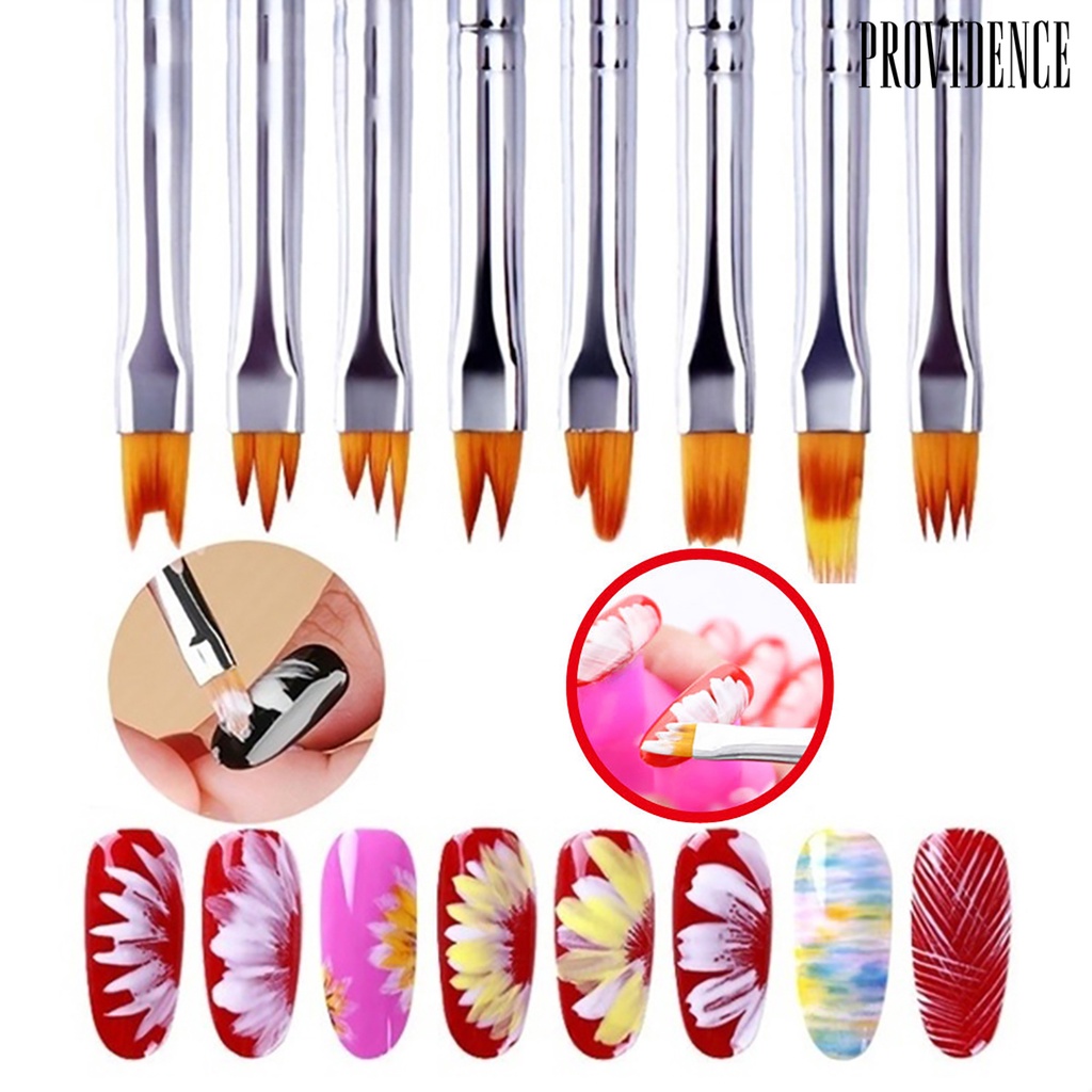 Providence 8Pcs/Set Nail Art Pen Brush Painting Line Flower Drawing UV Gel Manicure Tool