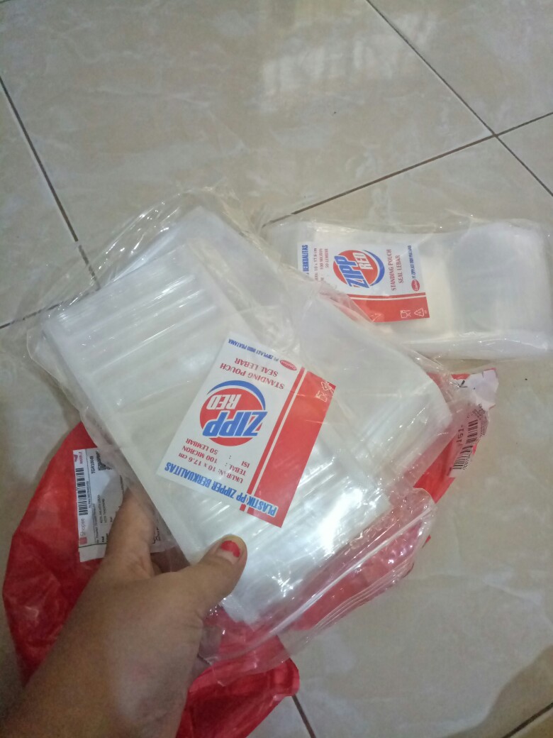 Pack Standing Pouch 14x22 14 X 22 Double Seal Ziplock Plastik Klip Kemasan Berdiri Bening Transparan