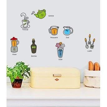 Stiker Dekorasi Dinding Motif Peralatan Meja Makan